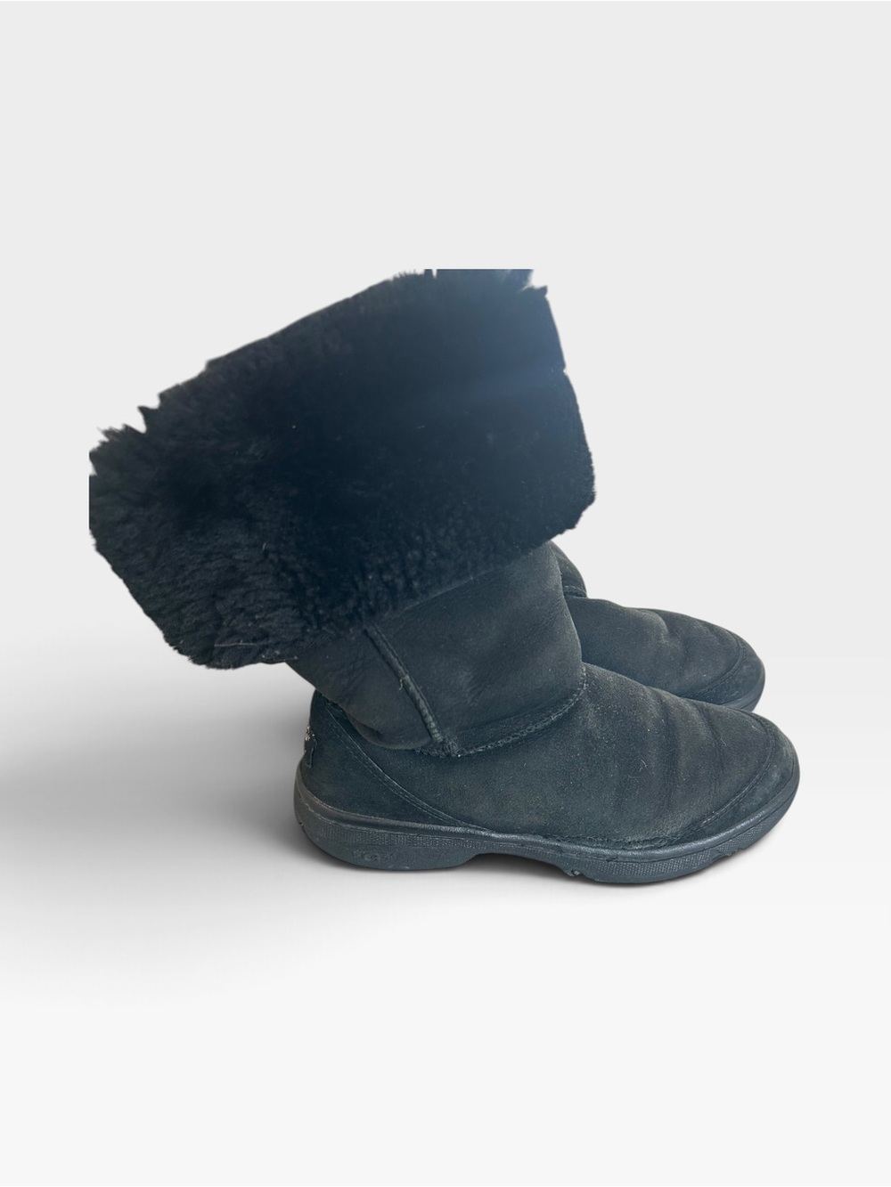Ugg size7 Women’s Black Fur Cuff Winter Boots